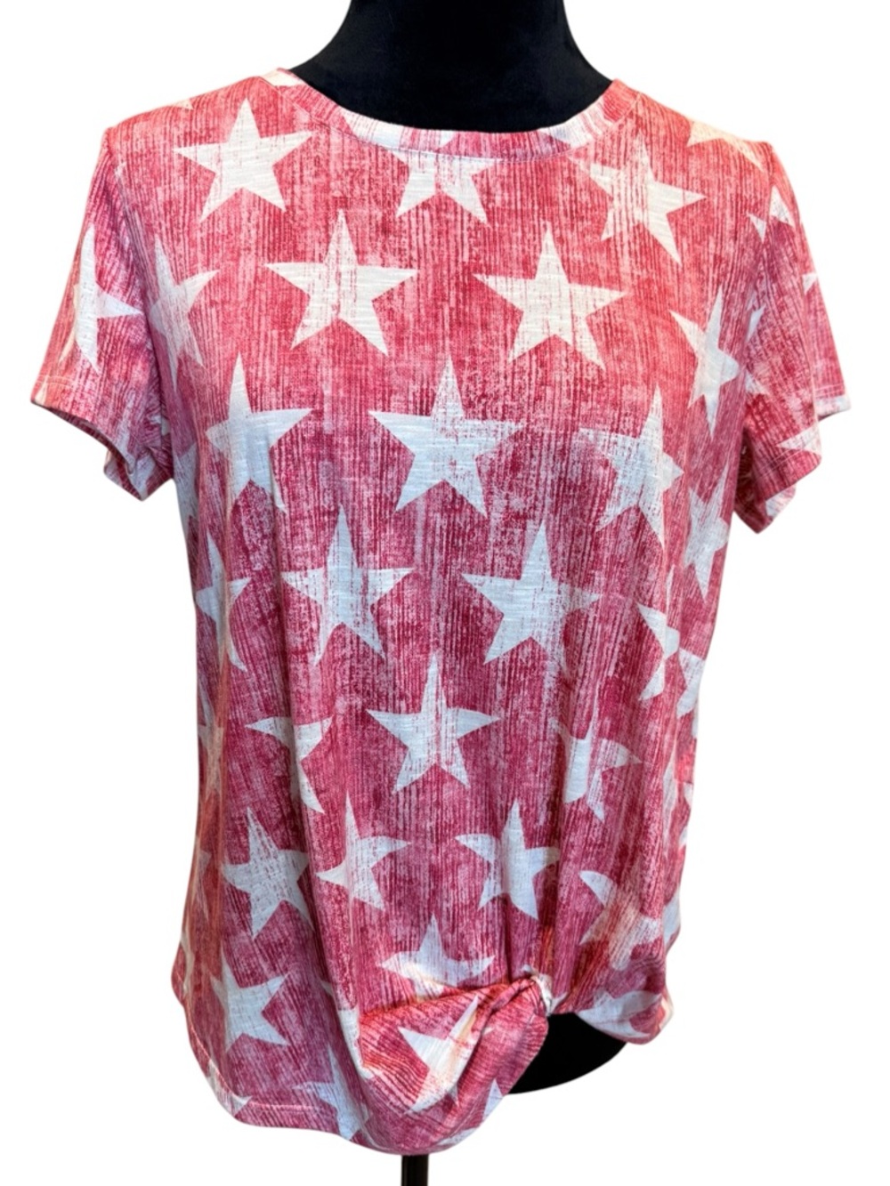 Christopher Banks Top Red Star American 4th of July Short Sleeve T-Shirt Medium